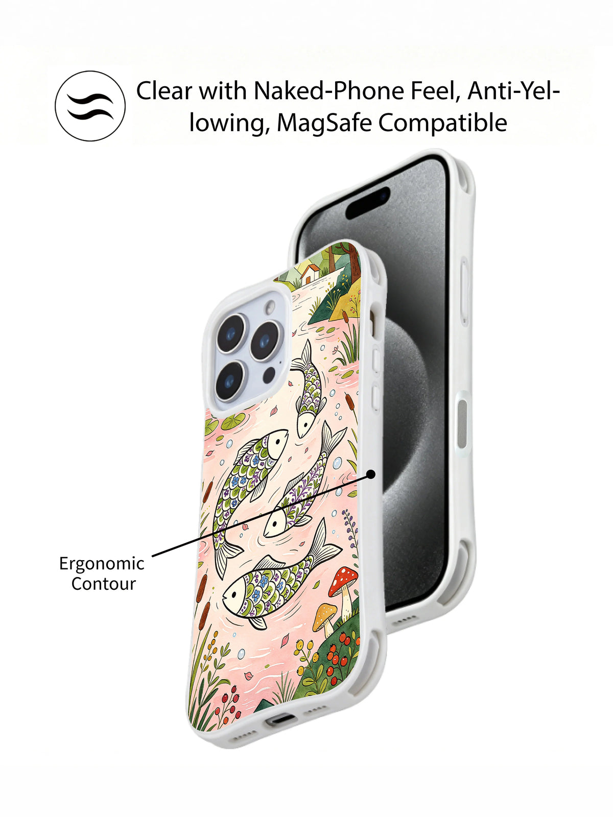 Lucky Forest Fish pink woodland river art phone case