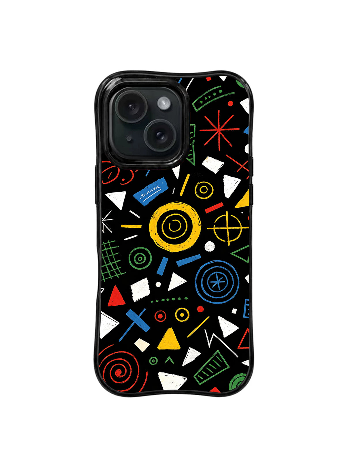 Lucky Fragments colorful symbol iPhone 15 Pro case front view