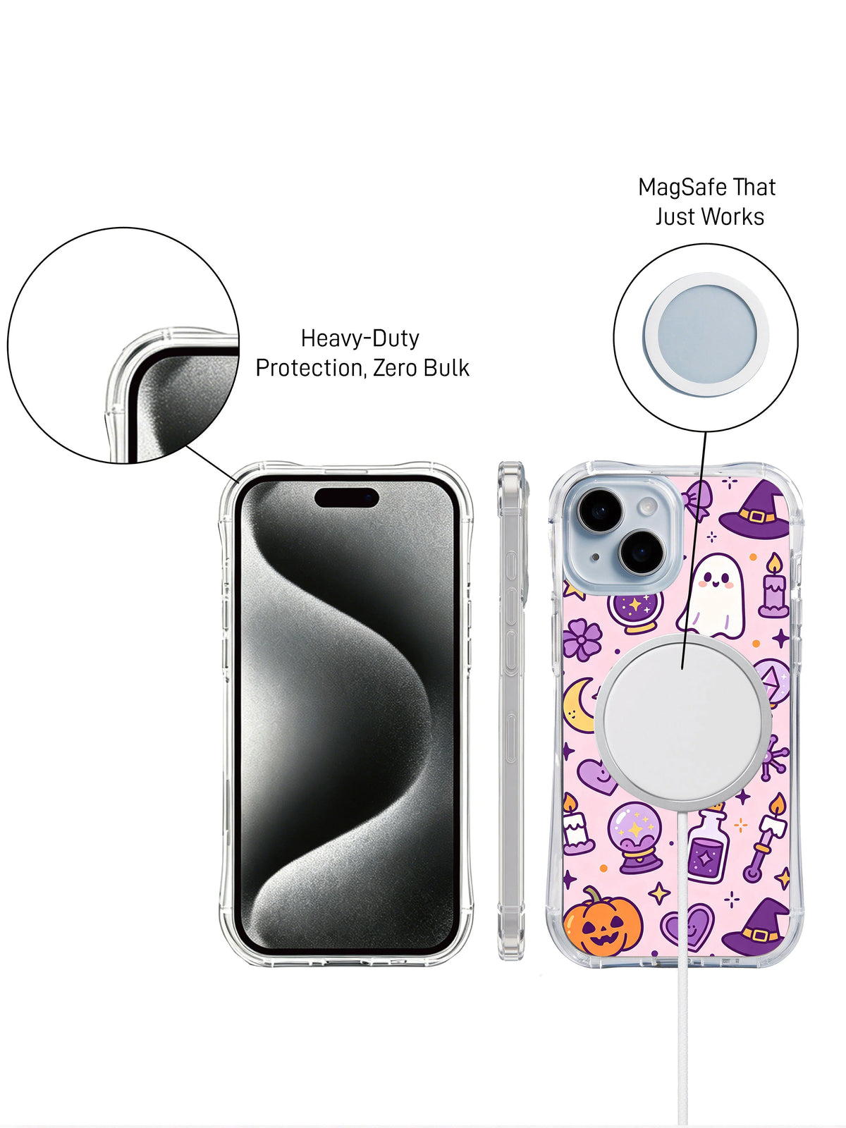 Coquette Halloween iPhone 14 Plus case with bows and magical symbols