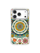 Lucky Meadow Sunburst folk-art iPhone 17 Pro case pattern