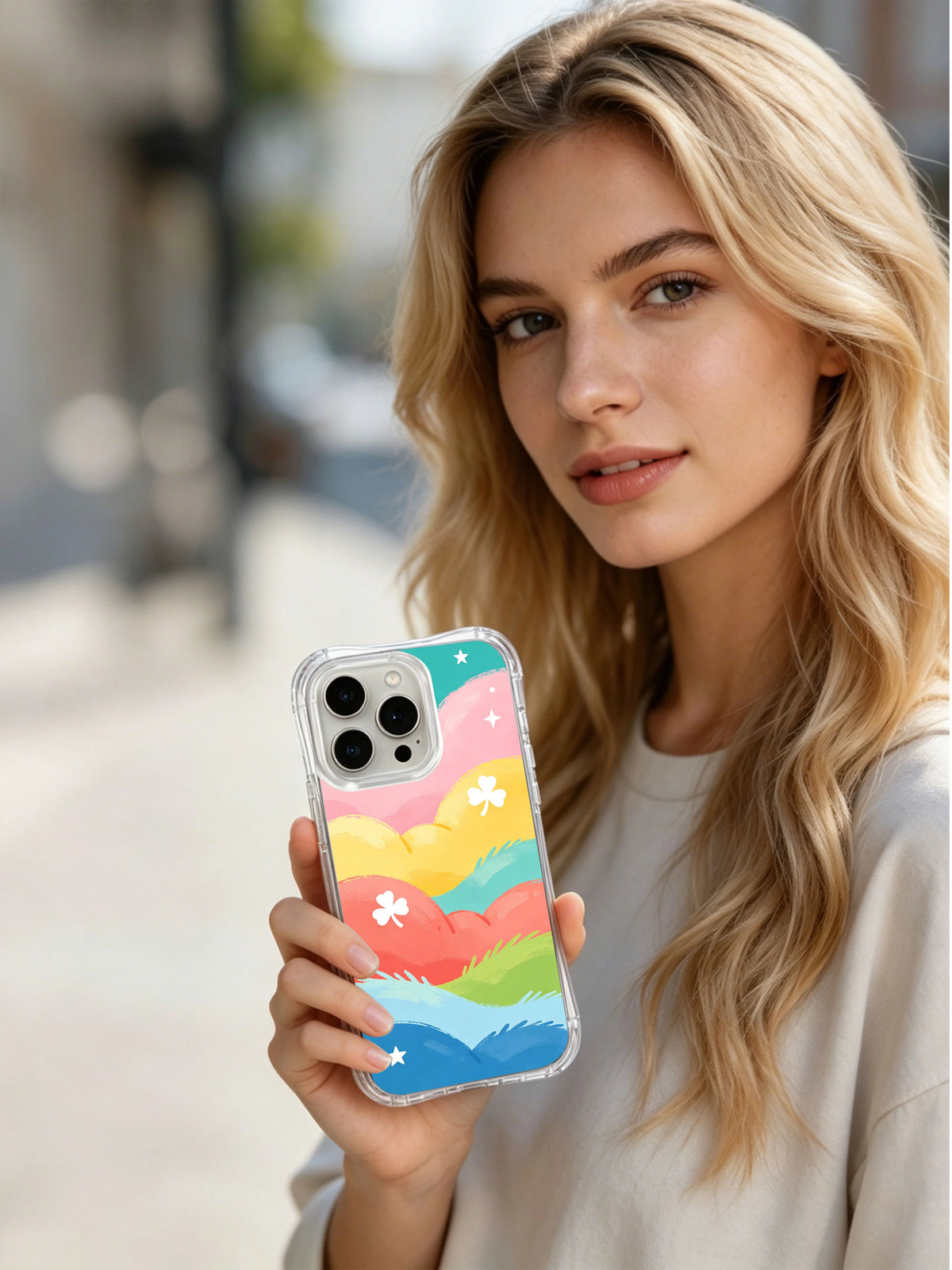 Product or handheld view of the Lucky Rainbow Garden case