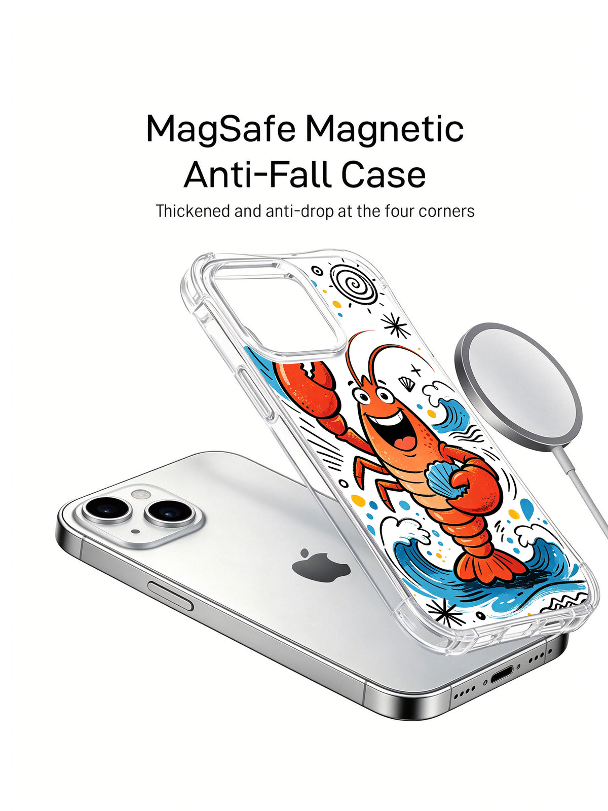 Magnetic charging graphic with unsupported MagSafe and anti-fall claims