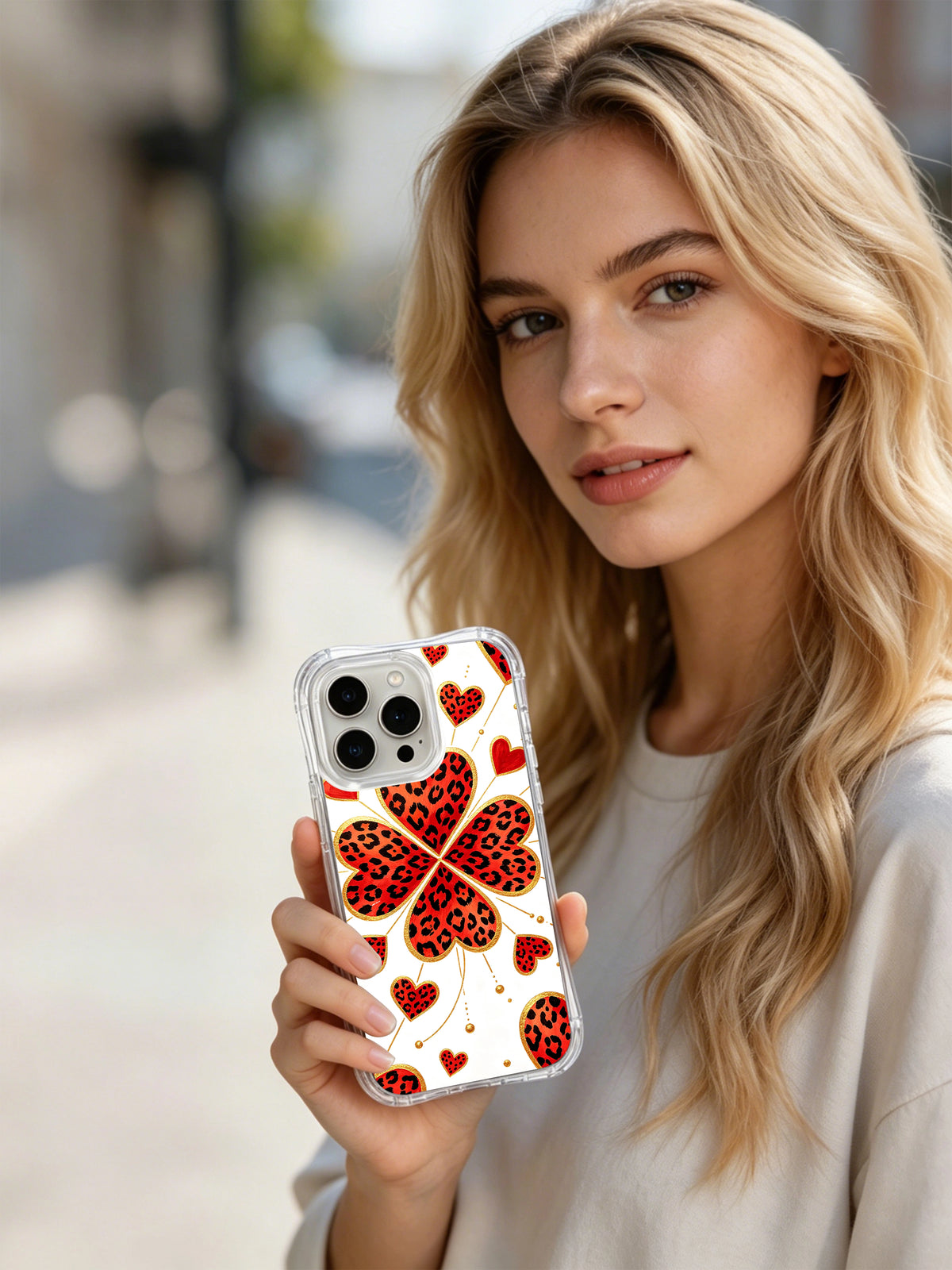 Lucky Wild Hearts leopard clover iPhone 16 Pro case view 6