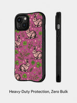 Raspberry rabbit meadow iPhone 14 Plus case side profile