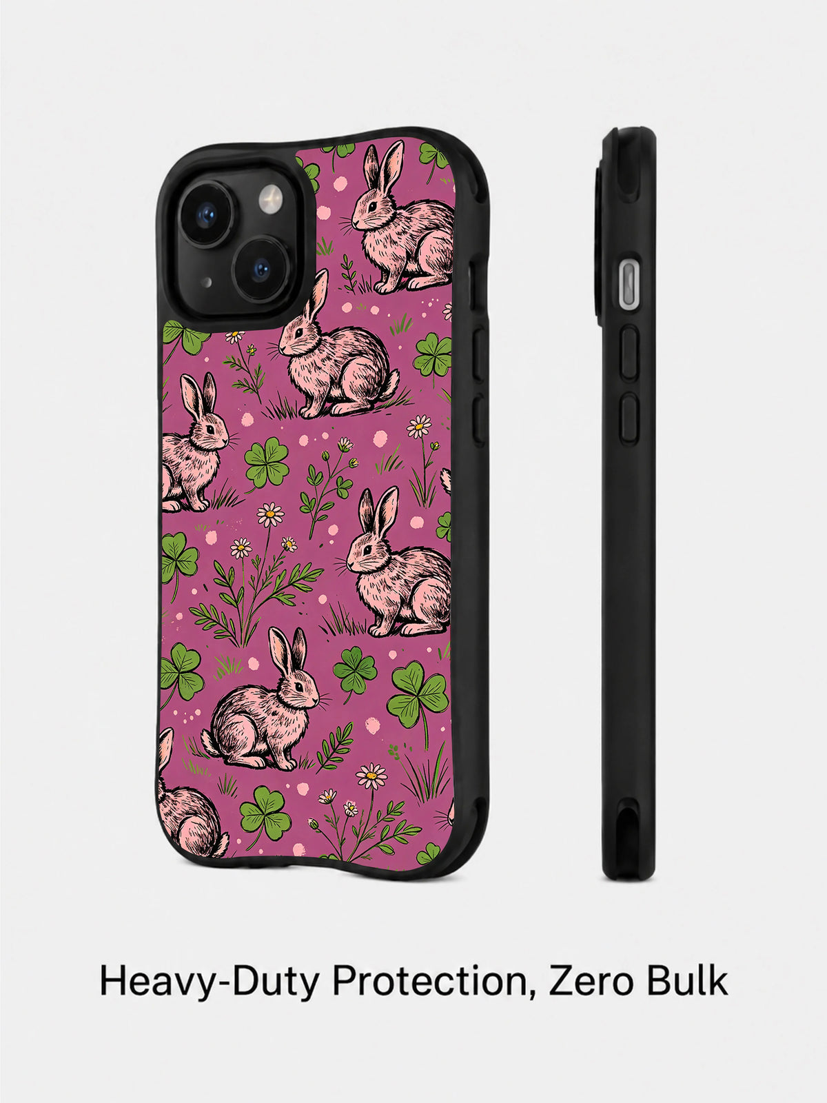 Raspberry rabbit meadow iPhone 14 Plus case side profile