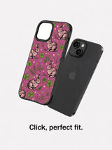 Raspberry Hare Clover Meadow: case shown separately beside a phone.