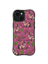 Raspberry Hare Meadow pattern iPhone 14 Plus case