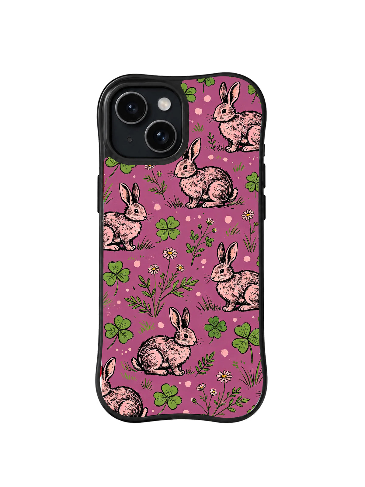 Raspberry Hare Meadow pattern iPhone 14 Plus case