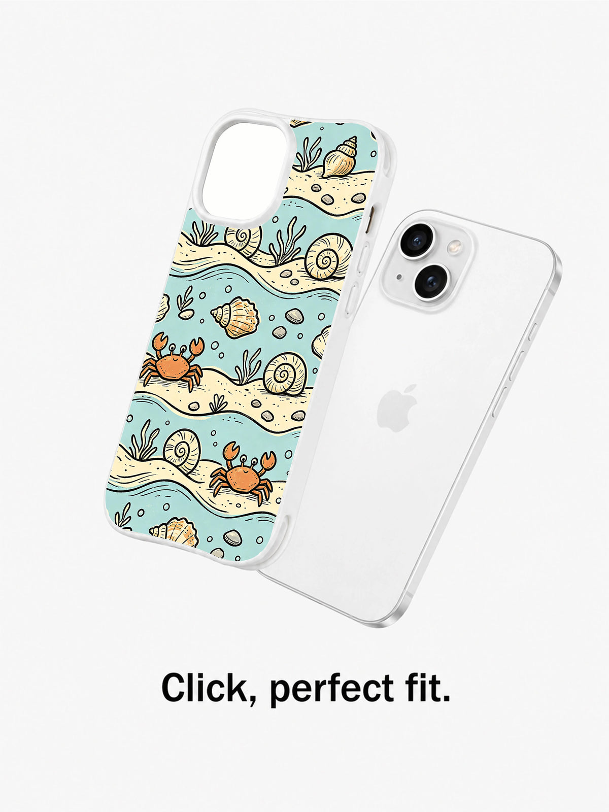 Sea Salt Hermit Crab Beach: case shown separately beside a phone.