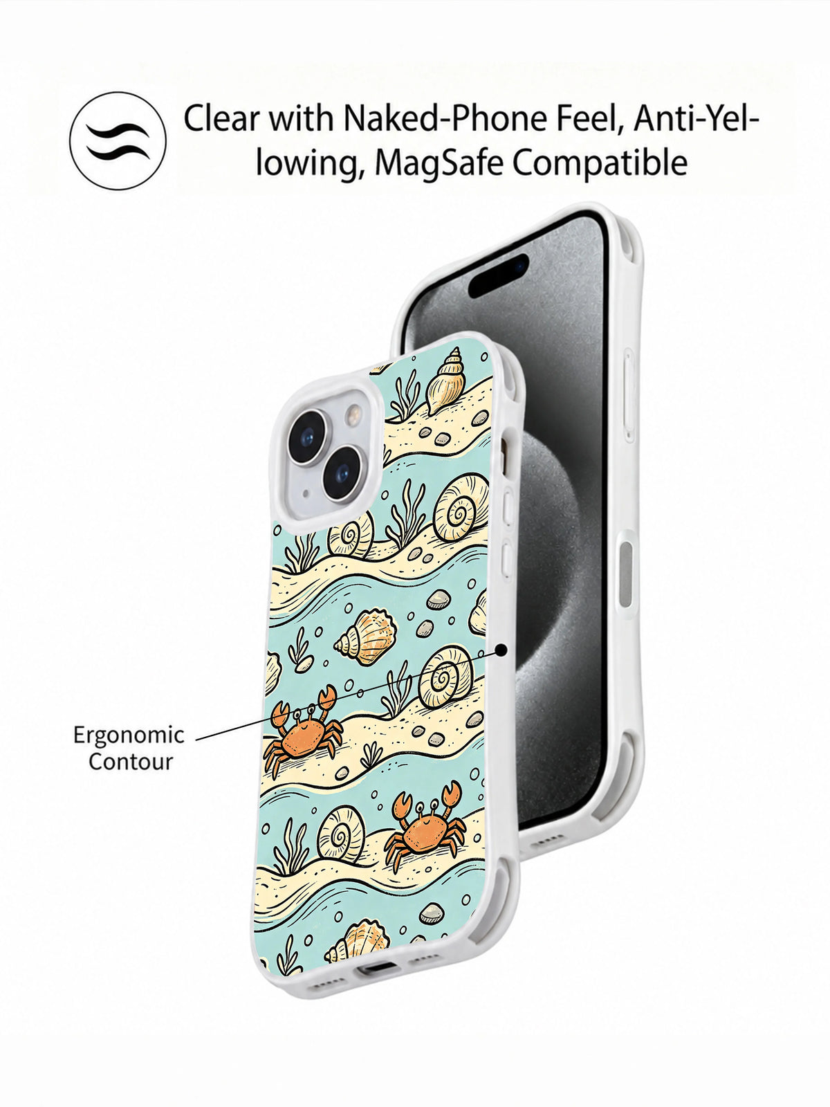 Hermit crab and shell iPhone 14 Plus case contour view