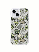 Mist gray lizard rock garden iPhone 14 Plus case front view