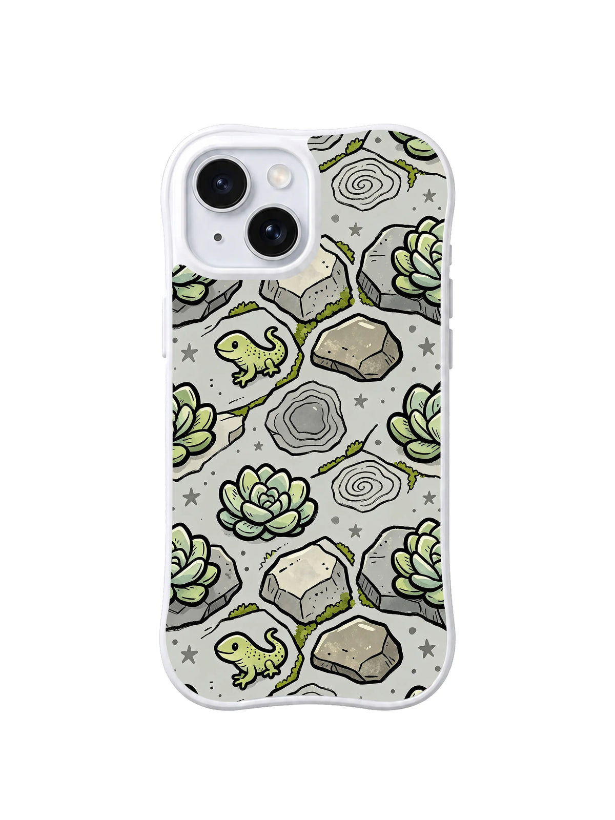 Mist Gray Lizard Trail pattern iPhone 14 Plus case
