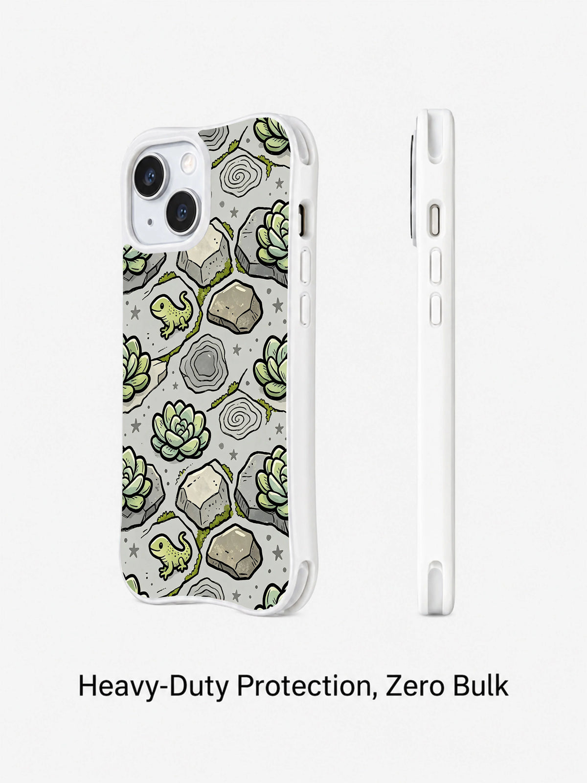 Gray stone lizard iPhone 14 Plus case side profile
