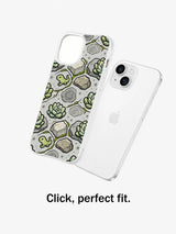 Mist Gray Lizard Rock Garden: case shown separately beside a phone.