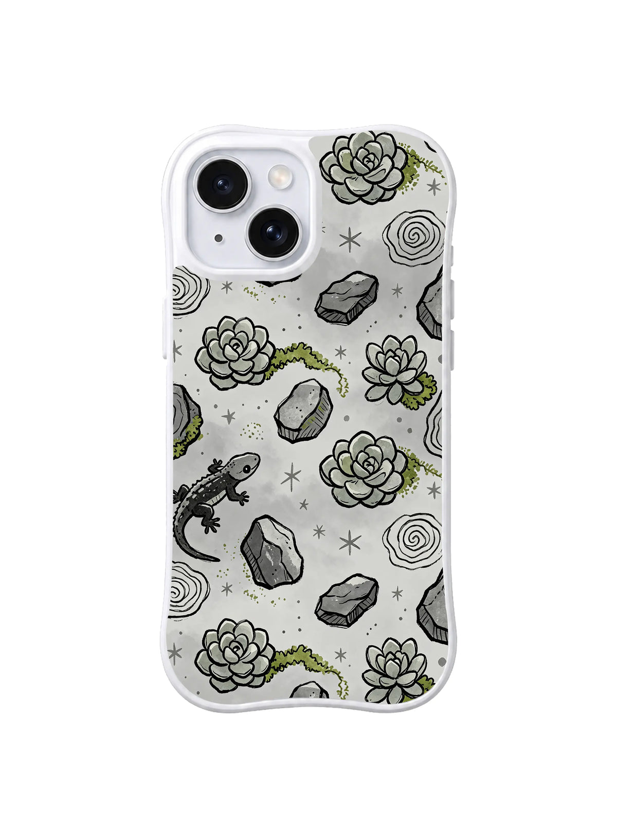 Stone Lizard Succulent pattern iPhone 14 Plus case