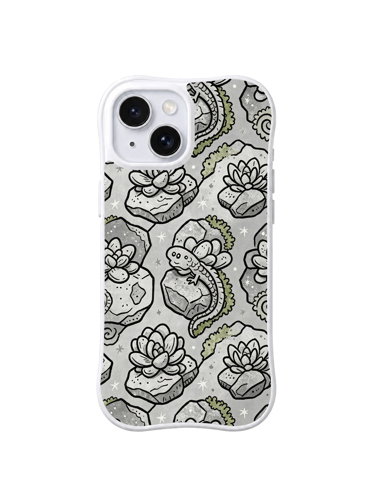 Monochrome Desert Bloom pattern iPhone 14 Plus case