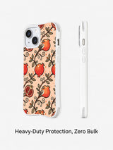 Pomegranate floral bird iPhone 14 Plus case side profile