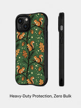 Dark green squirrel iPhone 14 Plus case side profile