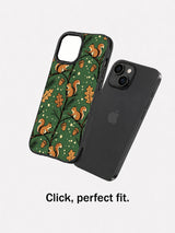 Dark Green Squirrel Acorn Forest: case shown separately beside a phone.