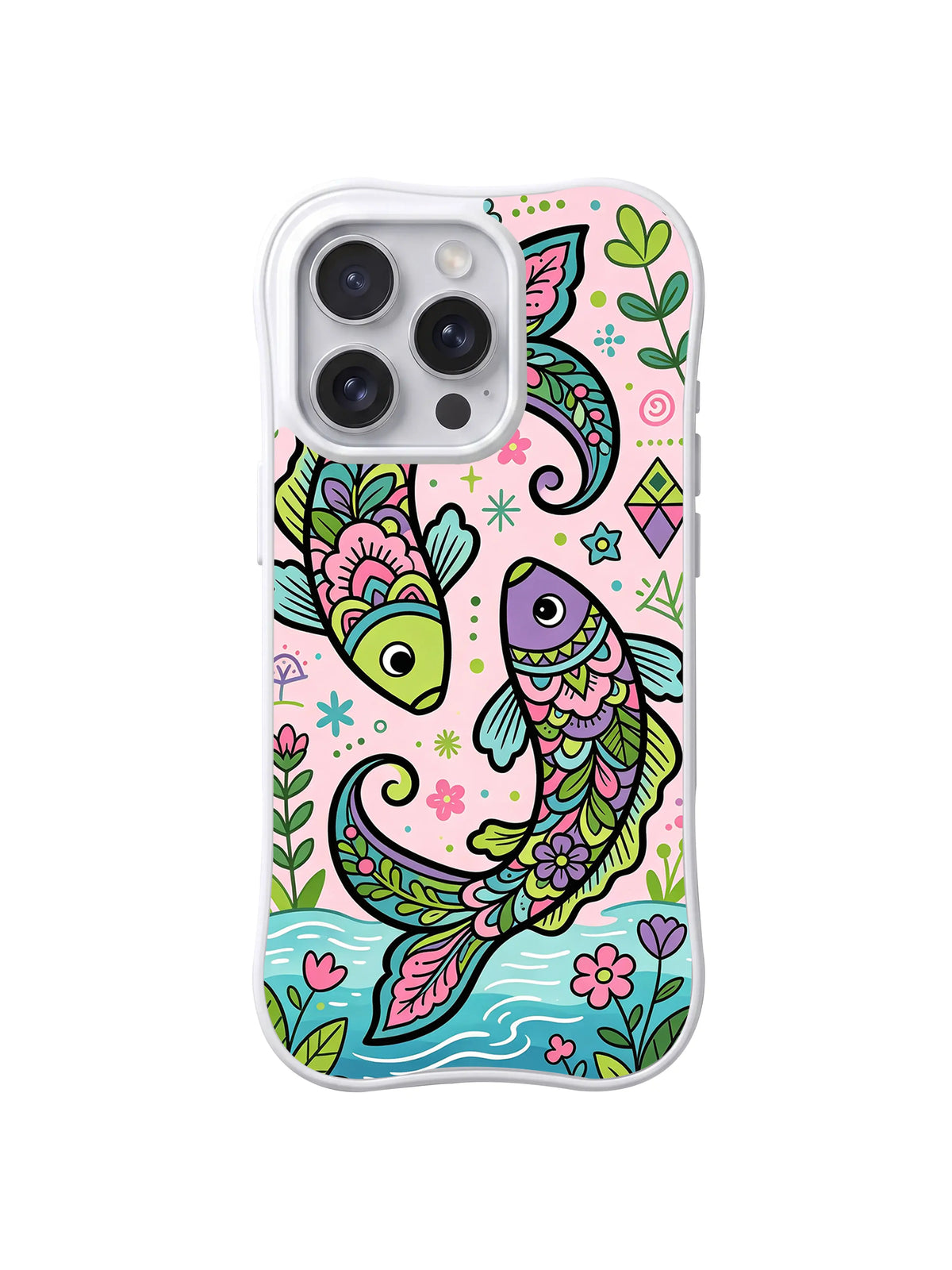Lotus Koi Celebration pattern iPhone 14 Pro case