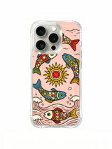 Little Sun Fish Waves iPhone 14 Pro case front view