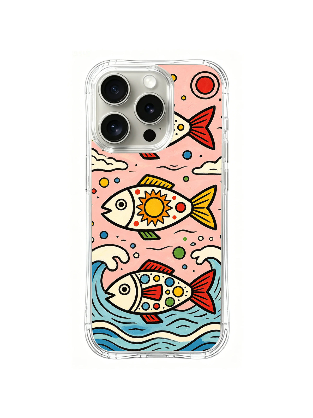 Sunrise Fish Circle pattern iPhone 14 Pro case