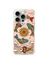 Ocean Sun Swimmer pattern iPhone 14 Pro case