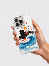 Blue ocean art iPhone 16 Pro Max case held in hand