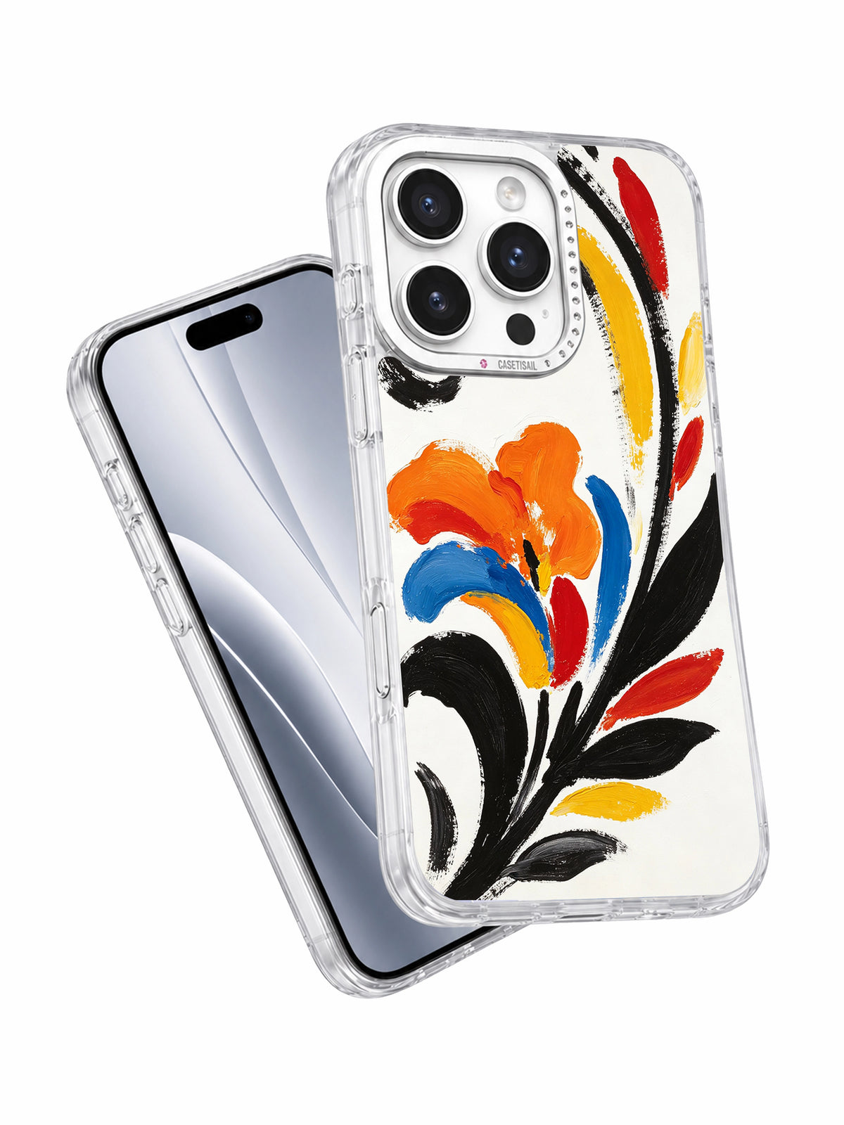 Abstract brush bloom iPhone 16 Pro Max case detail