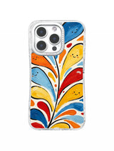 Joyful colorful petal shapes artwork for iPhone 16 Pro Max case
