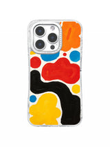 Abstract primary color pebble shapes artwork for iPhone 16 Pro Max case