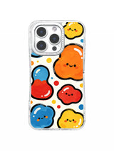 Smiling colorful jelly shapes artwork for iPhone 16 Pro Max case