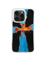 Black blue orange and red abstract paint artwork for iPhone 16 Pro Max case