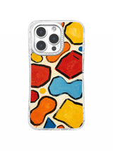 Red yellow orange and blue abstract shape artwork for iPhone 16 Pro Max case