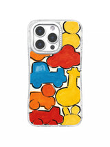 Colorful childlike toy and cloud artwork for iPhone 16 Pro Max case