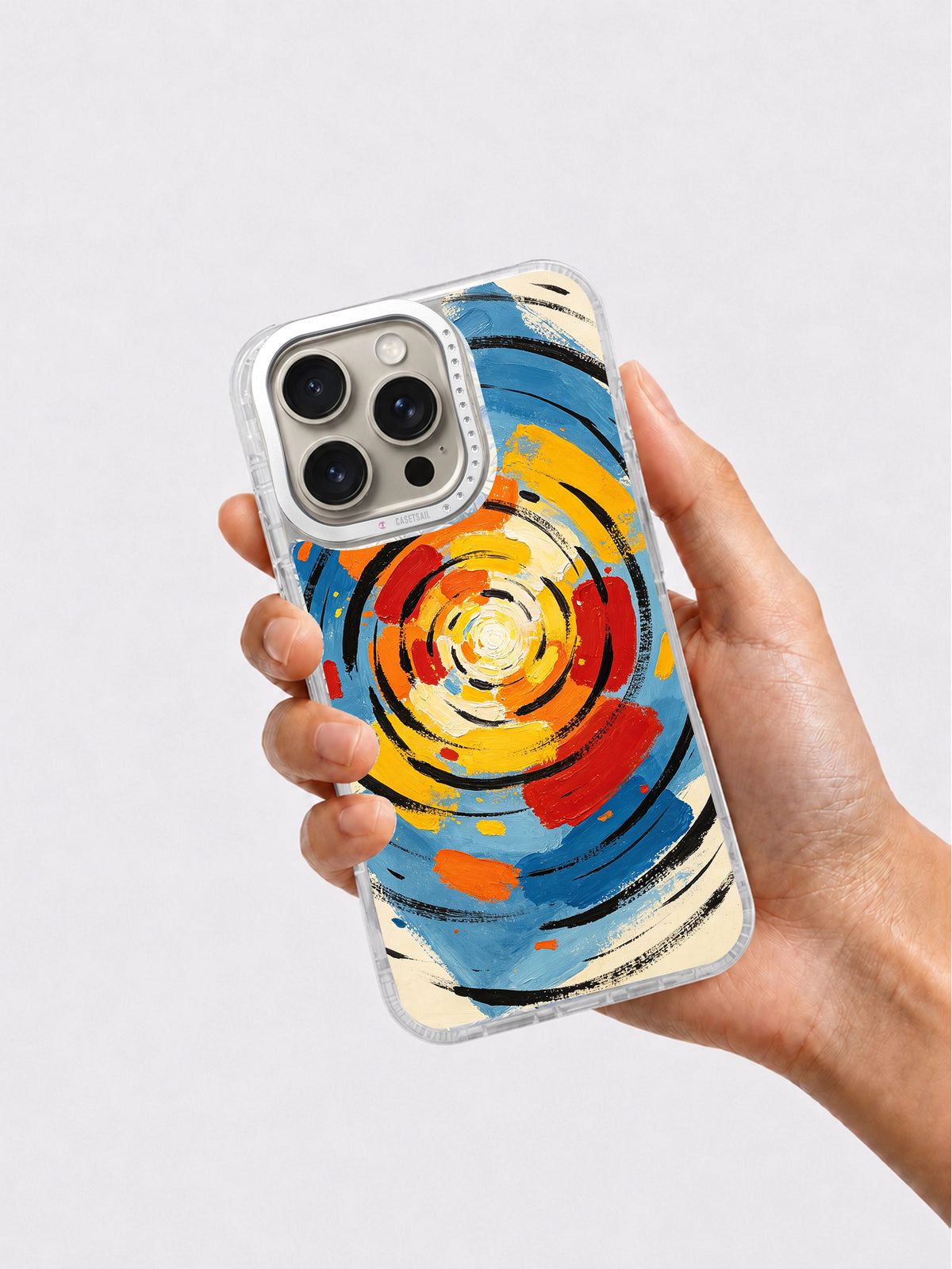 Rainbow Memory art iPhone 16 Pro Max case in hand
