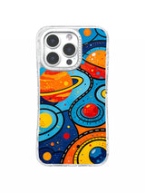 Colorful planets and orbital tracks artwork for iPhone 16 Pro Max case
