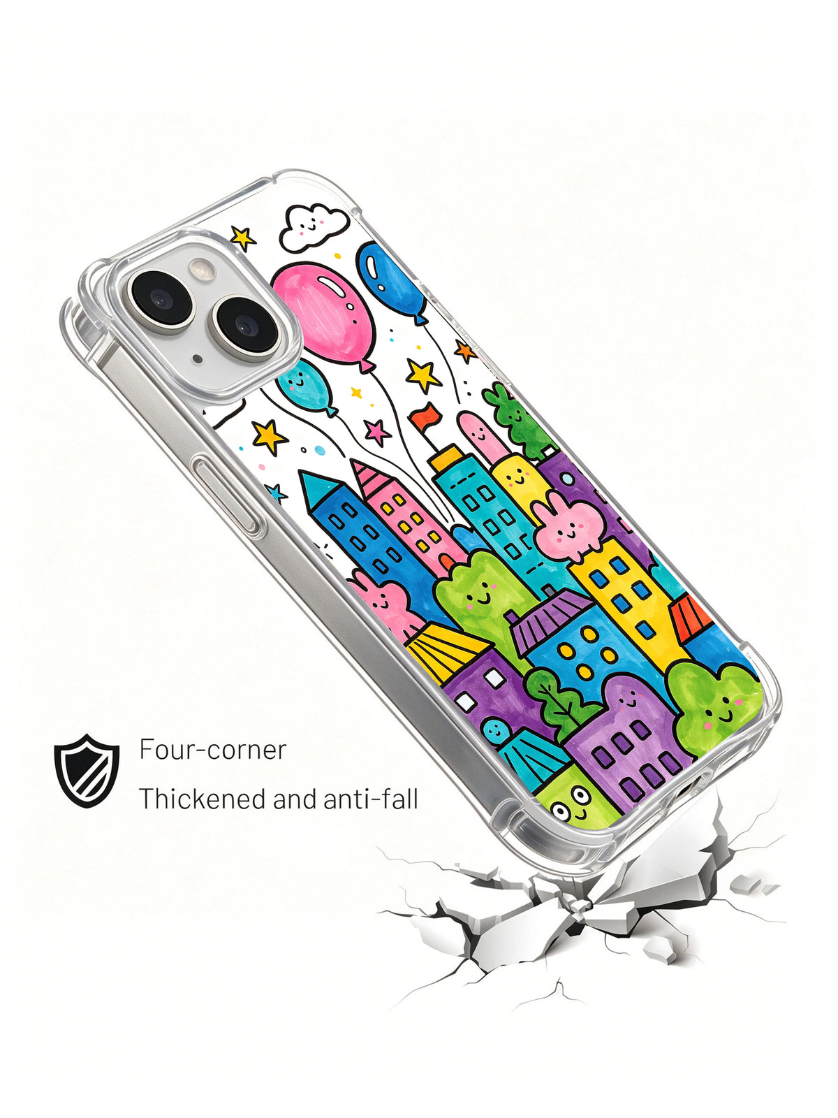 Magic Balloon City iPhone 14 case drop protection