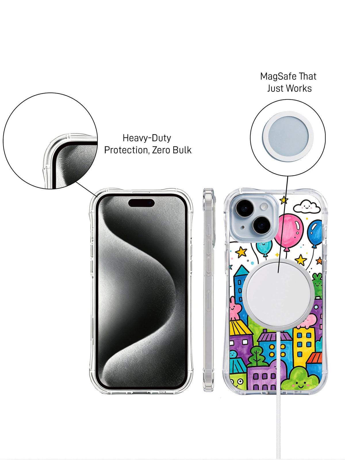 Magic Balloon City iPhone 14 case precise fit