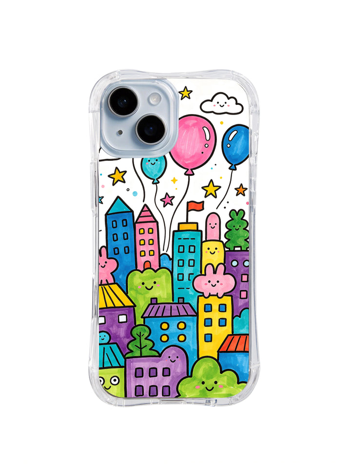 Magic Balloon City Cute Art iPhone 14 Case