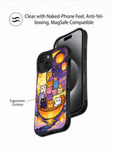 Moon and lantern cat iPhone 15 case closeup