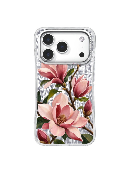 Blush Bridge pink magnolia artwork for iPhone 17 Pro case