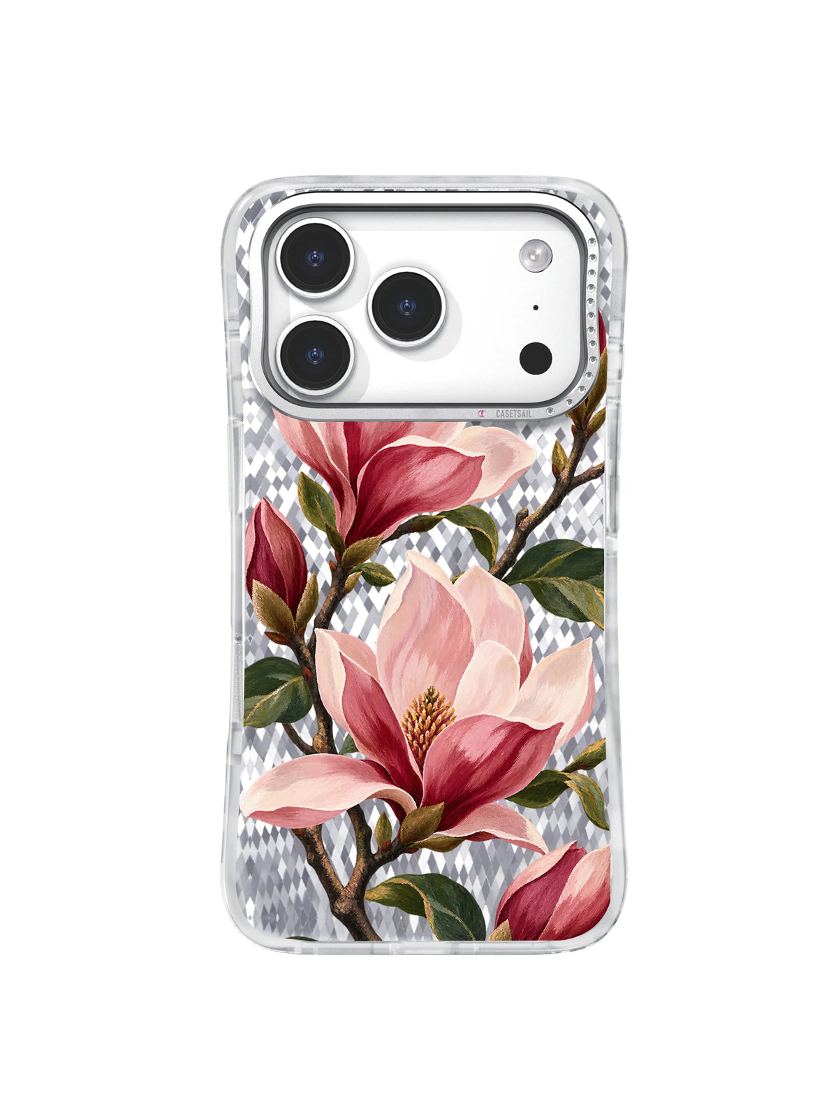 Open Crossing pink magnolia artwork for iPhone 17 Pro case