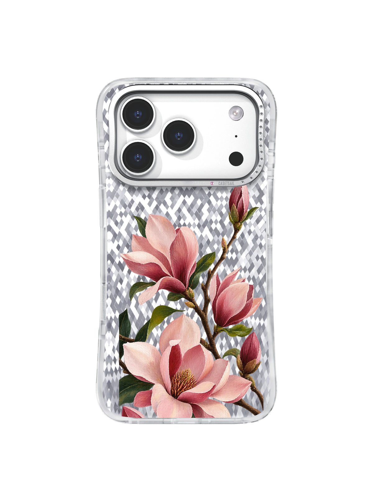 Magnolia Crossing transparent iPhone case front view