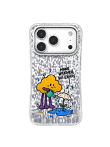 Green Umbrella Sprout artwork for Make Weather, Not Excuses iPhone 16 Case with a yellow cloud and tiny cream umbrella