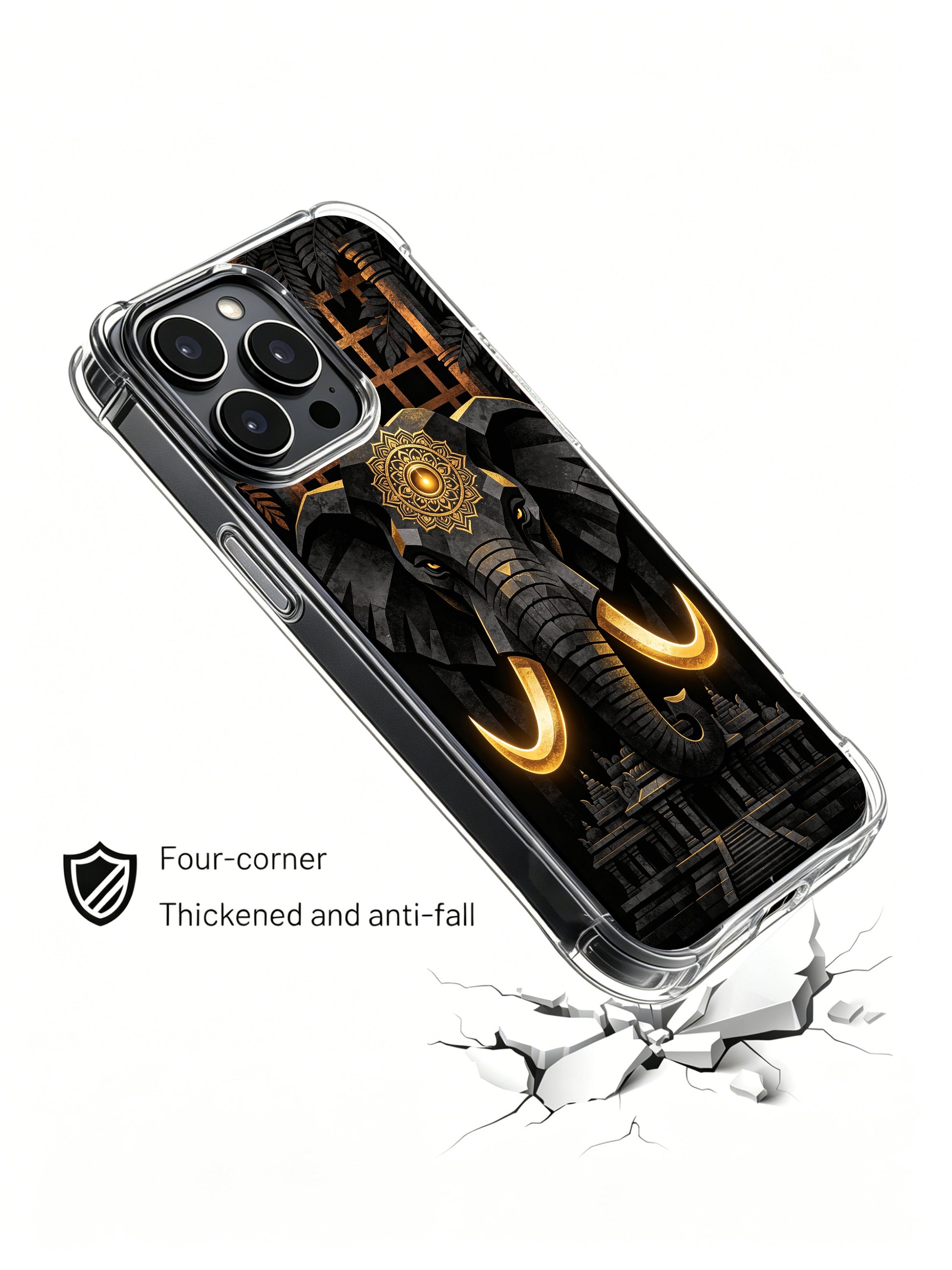 Mandala spinal pattern art PhoneCasing, slim fit iPhone 14 Plus Case with dark retro tone, lightweight protective casing.