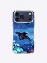 Largest manta ray sweeping through an ultramarine current on an iPhone case