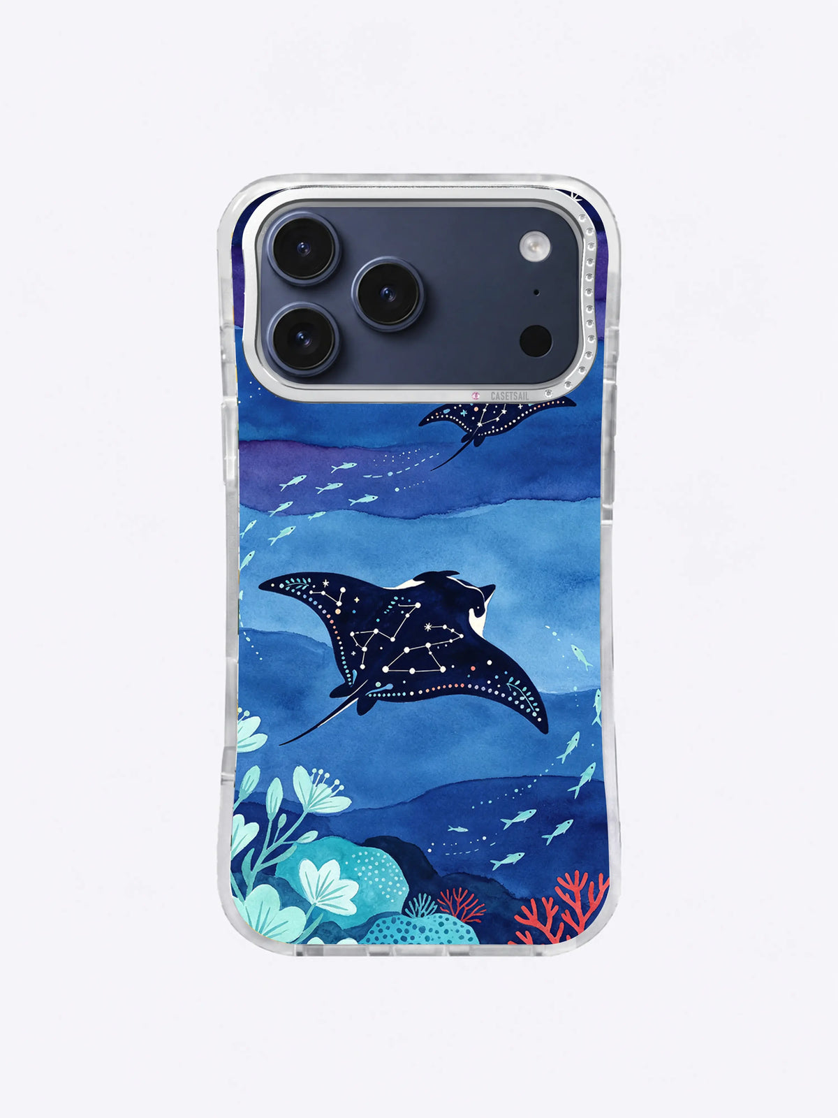 Largest manta ray sweeping through an ultramarine current on an iPhone case
