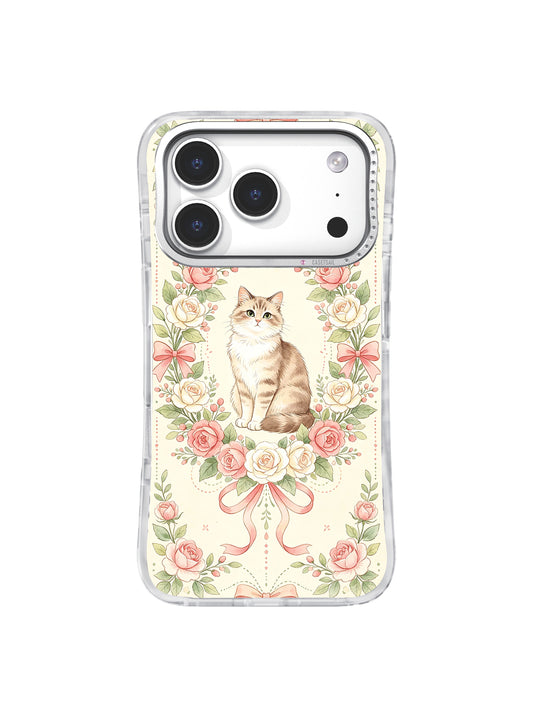 Coquette Flower Cat iPhone 17 Pro case artwork front view