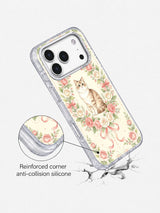 Coquette floral cat phone case camera detail